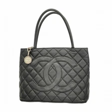 Auth [5pa0581-h] CHANEL Tote Bag Reissue Tote Bag Caviarskin Black Silver me...