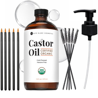 Kate Blanc Cosmetics Castor Oil Organic for Hair, Skin & Face (16oz) 100% Pure C