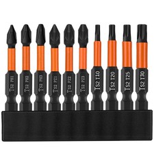 10Pcs 50mm Impact Driver Bits Mixed Pozi Phillips Torx Screwdriver Drill Bit Set