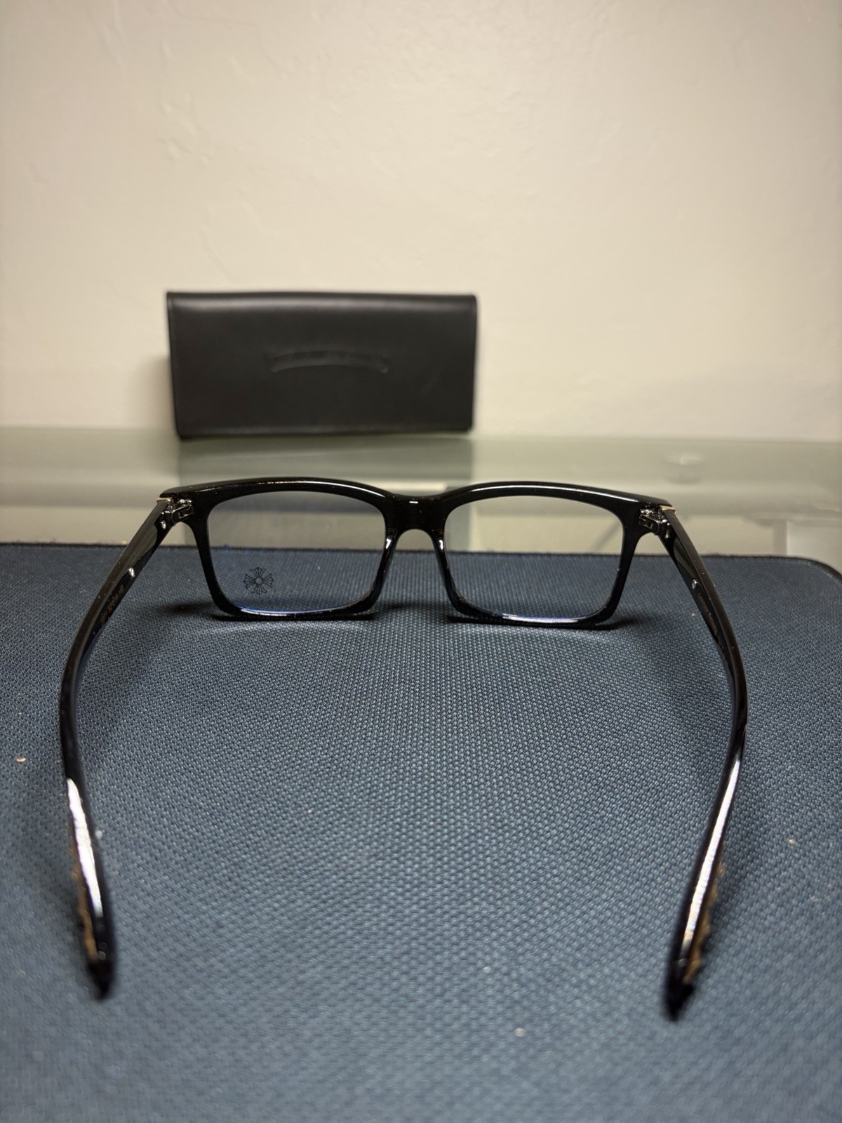 Chrome Hearts Black Square Plastic Full Rim Eyeglass Frames (Bluelight) thumbnail 6