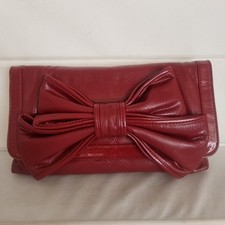 SUZY SMITH LEATHER CLUTCH BAG SHOULDER BAG  Red Bow Detail