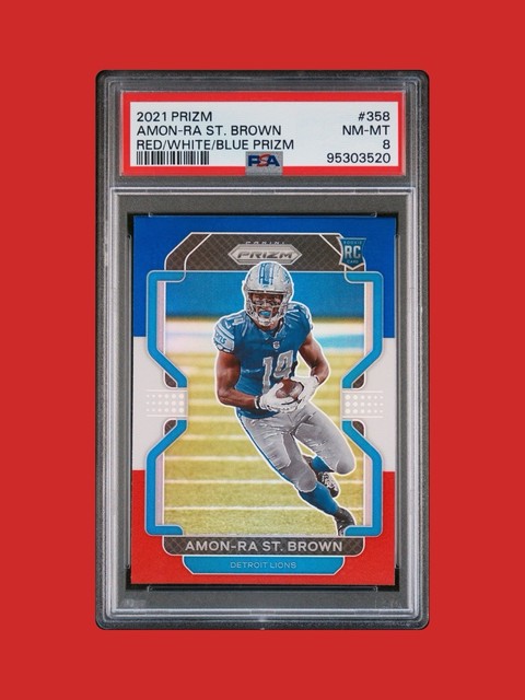 Amon-Ra St. Brown 2021 Panini Prizm Red White & Blue