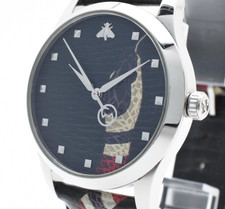 [Near Mint] GUCCI G-Timeless Snake Bee 126.4 YA1264007A Black Men's Quartz Watch