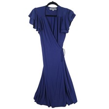 Emma Michele Royal Blue Flutter Sleeve Wrap Midi Dress Size Small