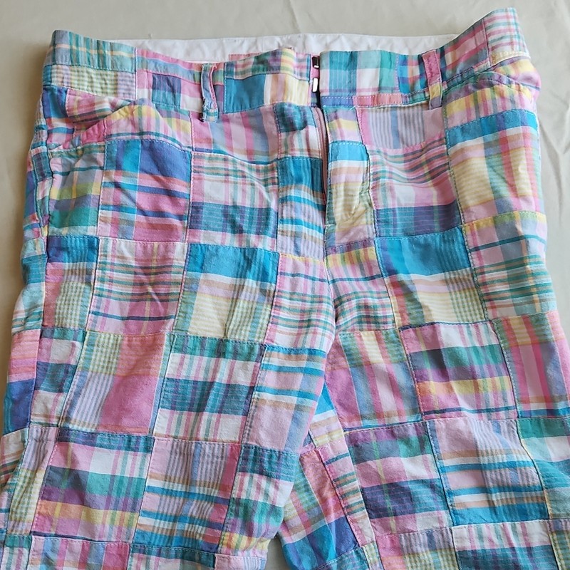 Duck Head Jeans Girls Size 16 Multicolor Plaid Cargo Shorts 100% Cotton Pockets