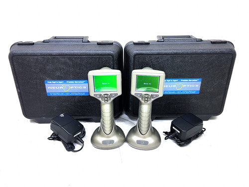 LOT of 2 Neuroptics VIP-300 Pupillometer Complete Kit with Charger in Case READ