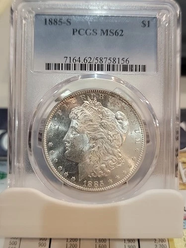 🔥1885 S MORGAN SILVER DOLLAR PCGS MS62 GREAT EYE APPEAL🔥
