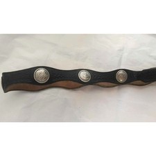 Vintage 3 D Black 100 Leather Concho Adjustable Belt Made USA 42" L Unisex