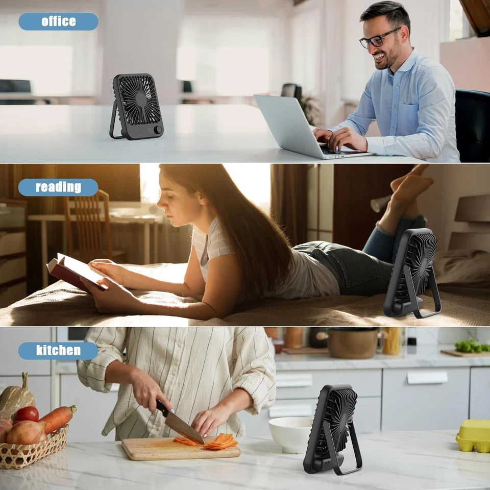 Ventilador portátil 100 velocidades, silencioso, recargable, inclinable 180° Foto 4 de 4