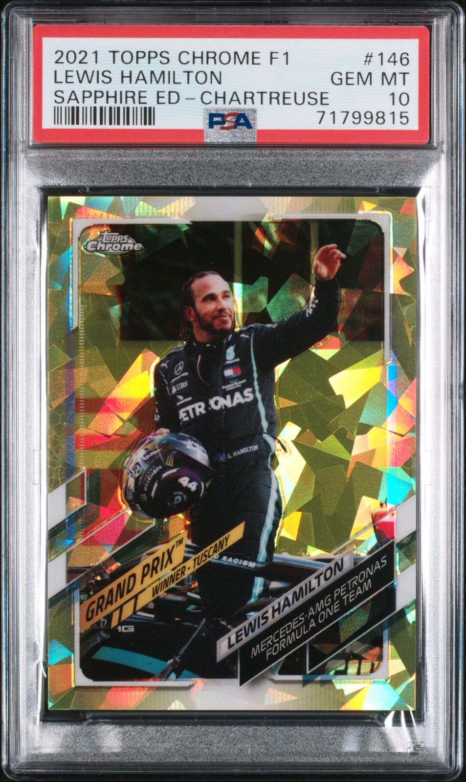 2021 TOPPS CHROME FORMULA 1 SAPPHIRE EDITION #146 LEWIS HAMILTON 128/199 PSA 10 view 1