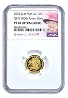 2026 Isle of Man 1/10 oz Gold Angel Proof NGC PF70 QEII Privy - Only 100 Minted!