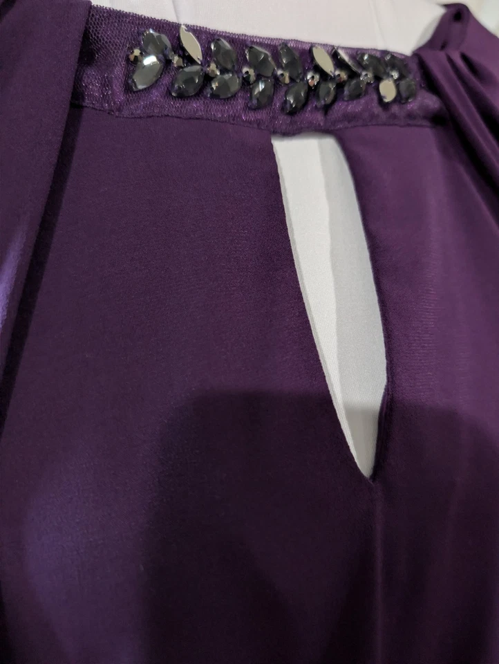 Camisa Blusa Túnica Liz Claiborne Púrpura Para Mujer Talla 1X Escote Adorno Foto 2 de 4