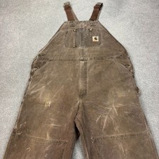 Carhartt Dungarees Adult 44x30 Brown Overalls Bib Duck Canvas Double Knee Men