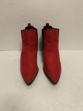 Peacocks Ladies Red Suede  Black Elastane  Ankle Boots  UK(5)EU(38) VL-3072DB