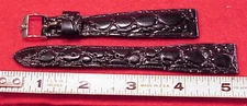 Vintage 1 BAND 18mm Bulova Accutron Black Corfam Alligator watch band NOS New