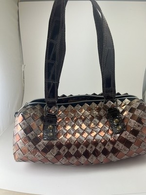 Nahui Ollin candy wrapper purse, mini-duffle shape
