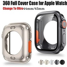 Change To Ultra Case Cover For Apple Watch 44mm 45mm iWatch Series 9 8 7 6 5 SE