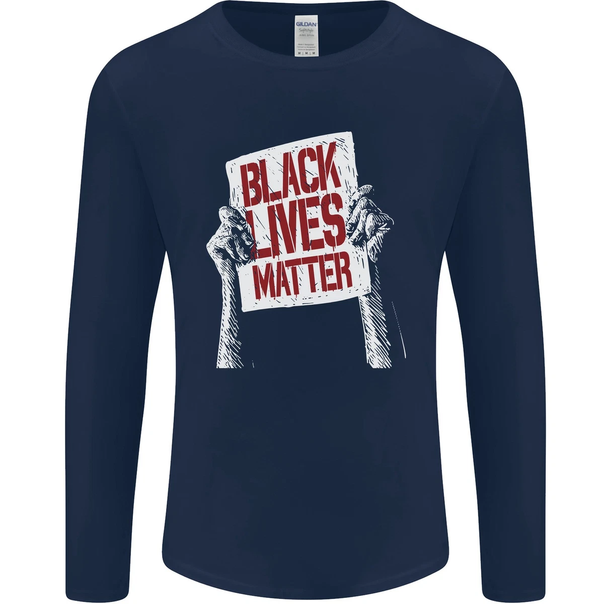Negro Vive Matter Racial Igualdad De Letrero Hombre Camiseta Manga Larga