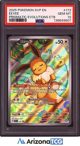 Pokemon 2025 Eevee 173 Holo Prismatic Evolutions ETB GEM MINT PSA 10