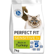 7kg Perfect Fit Advanced Nutrition Sensitive Adult Complete Dry Cat Food Turkey 4.12 per kilo