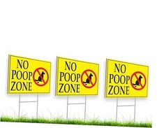 3X No Pooping Dog Plastic Signs for Yard - 8x12 Double Sided Coroplast Keep
