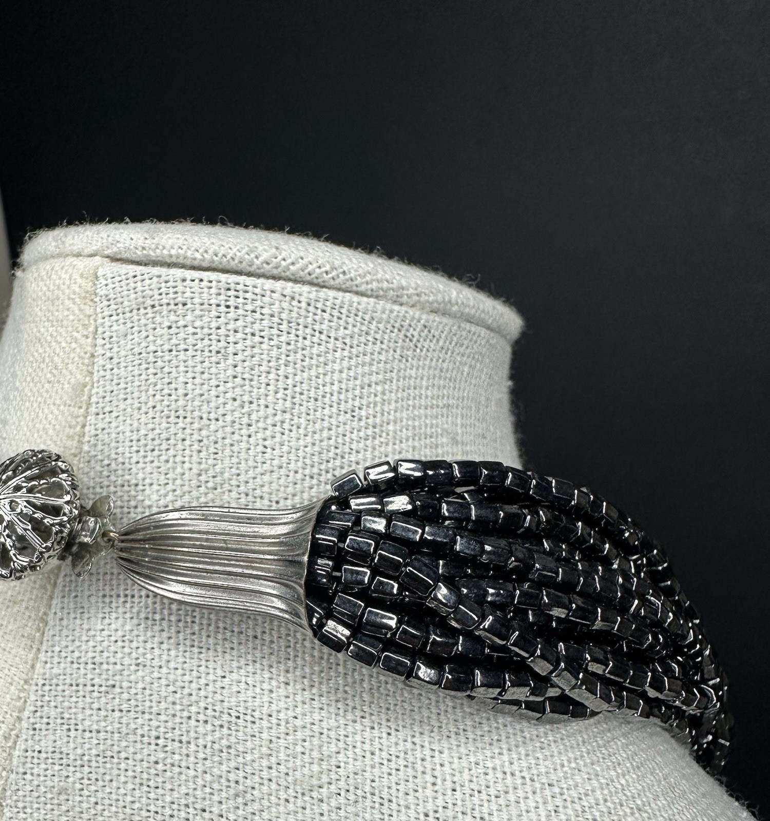 ARTISAN Statement Necklace Geometric MOP Black Mu… - image 7