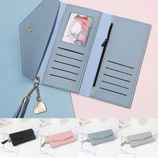 Womens Long Leather Wallet Credit Card Holder Ladies Bifold Purse Clutch Handbag