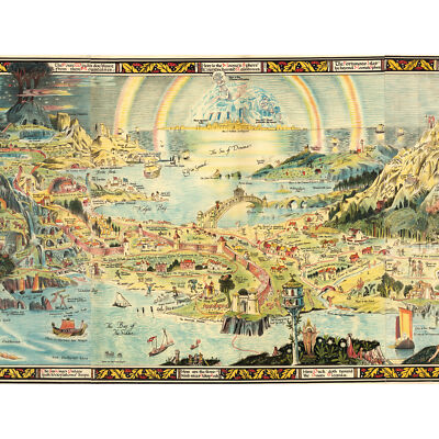 Sleigh 1918 Pictorial Fantasy Ancient Fairyland Map Large Wall Art Print 18X24