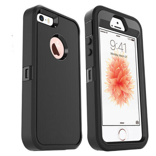 Pour iPhone 5 5S 5SE étui robuste avec ceinture d'étui protection d'écran intégrée  - Photo 1 sur 5
