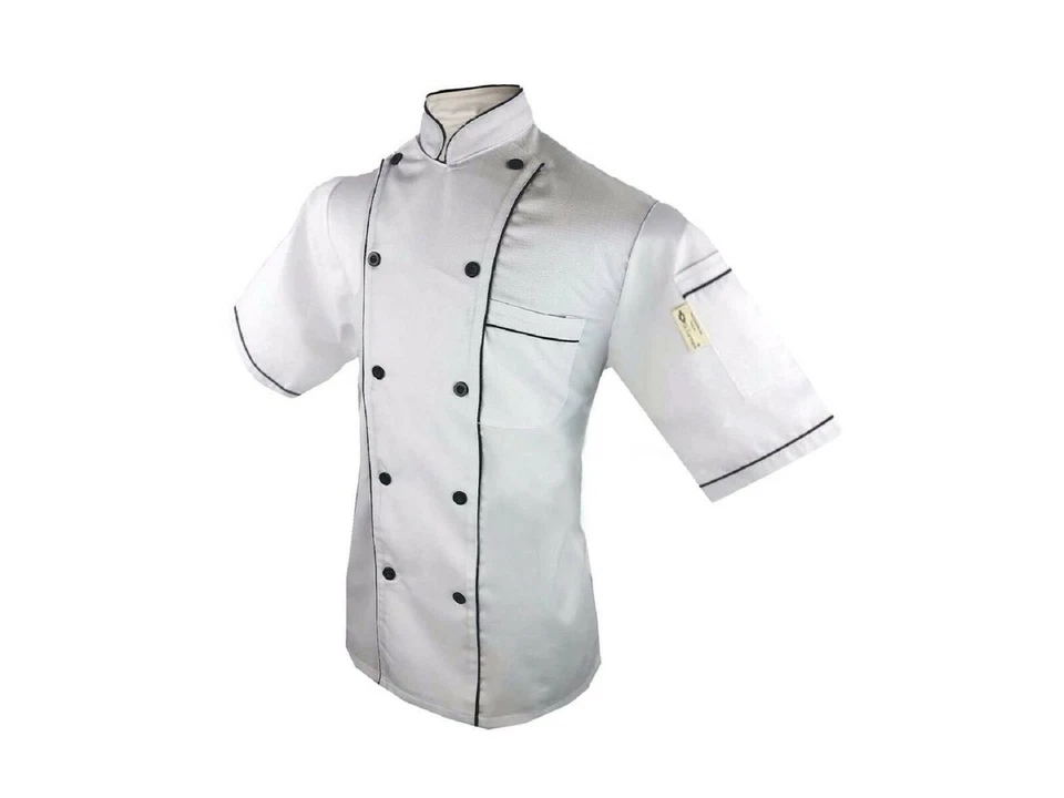 UScarmen Juniors Child Classic Short Sleeve Chef Coat 0180908 White XS Chef Tie - Image 4 of 4