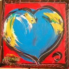 BLUE HEART Original Oil Painting by Artist Mark Kazav. Studio Direct Art SRTH