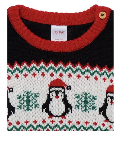 Holiday Time Toddler Boys Christmas Sweater with Penguins 3T NWT - Picture 2 of 9