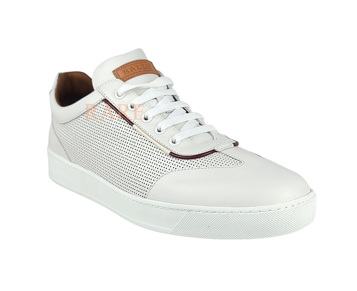 スニーカー BALLY Men Sneakers White MSK0BJVT031 I0Q6 Bally Men's Baxley White Perforated Leather Sneakers Shoes