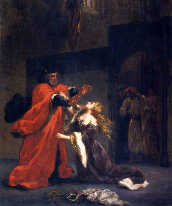 Oil painting Eugene-Delacroix-Desdemona-Cursed-by-Her-Father old