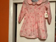 V-Tucker Tate Pink English Doodle  Stars  L/S dress Size 4 NWT