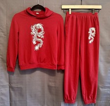 Shein Boys Red w/ White Dragon Hooded Jogger Set 10Y