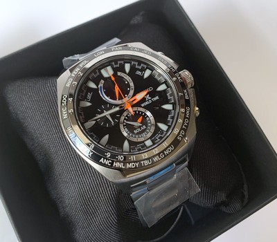 Brand New Seiko SSC487P1 Prospex Solar Chronograph World Time Silver Steel  Watch | eBay