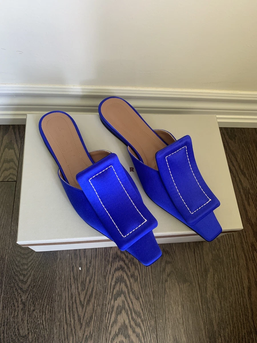 Marni Sabot Mules. Bluette. Satin Finish Leather Sole. Size 37