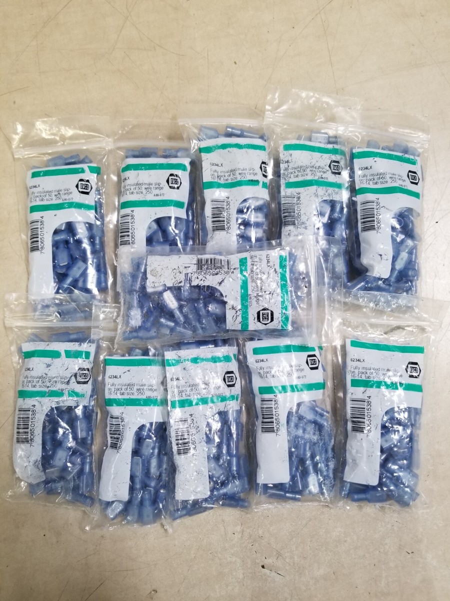 11 PACKS Devco 6234LX Fully Insulated Male Slip-Ons, 16-14 Wire