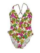 INTO THE BLEU Vacation Floral One Piece Swimsuit Women  s Size Large MSRP 116