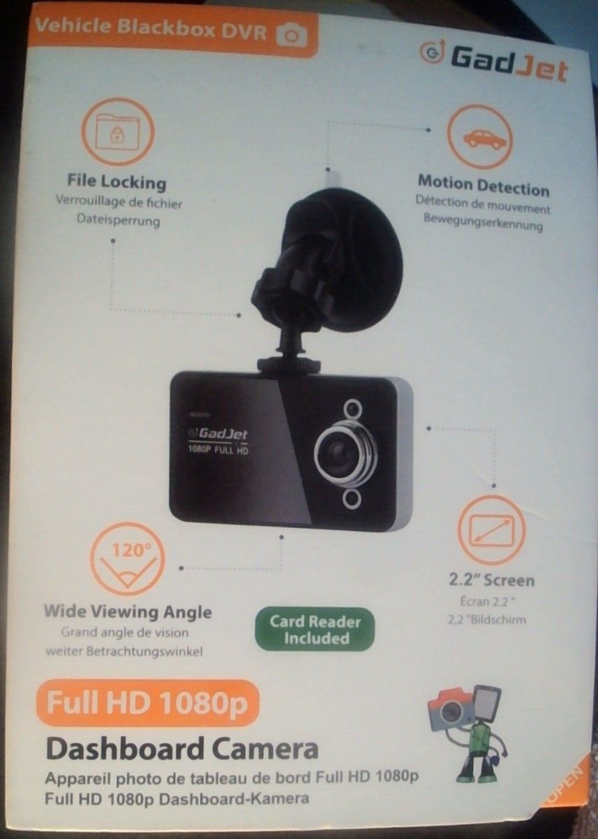 Gad Jet: Vehicle Blackbox DVR. Motion Detection. Wide Viewing Angle. 1080p HD.