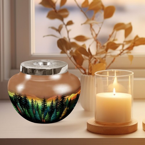 Forest Hues Handcrafted urns for adult male & female funeral urn for mother - Picture 4 of 7