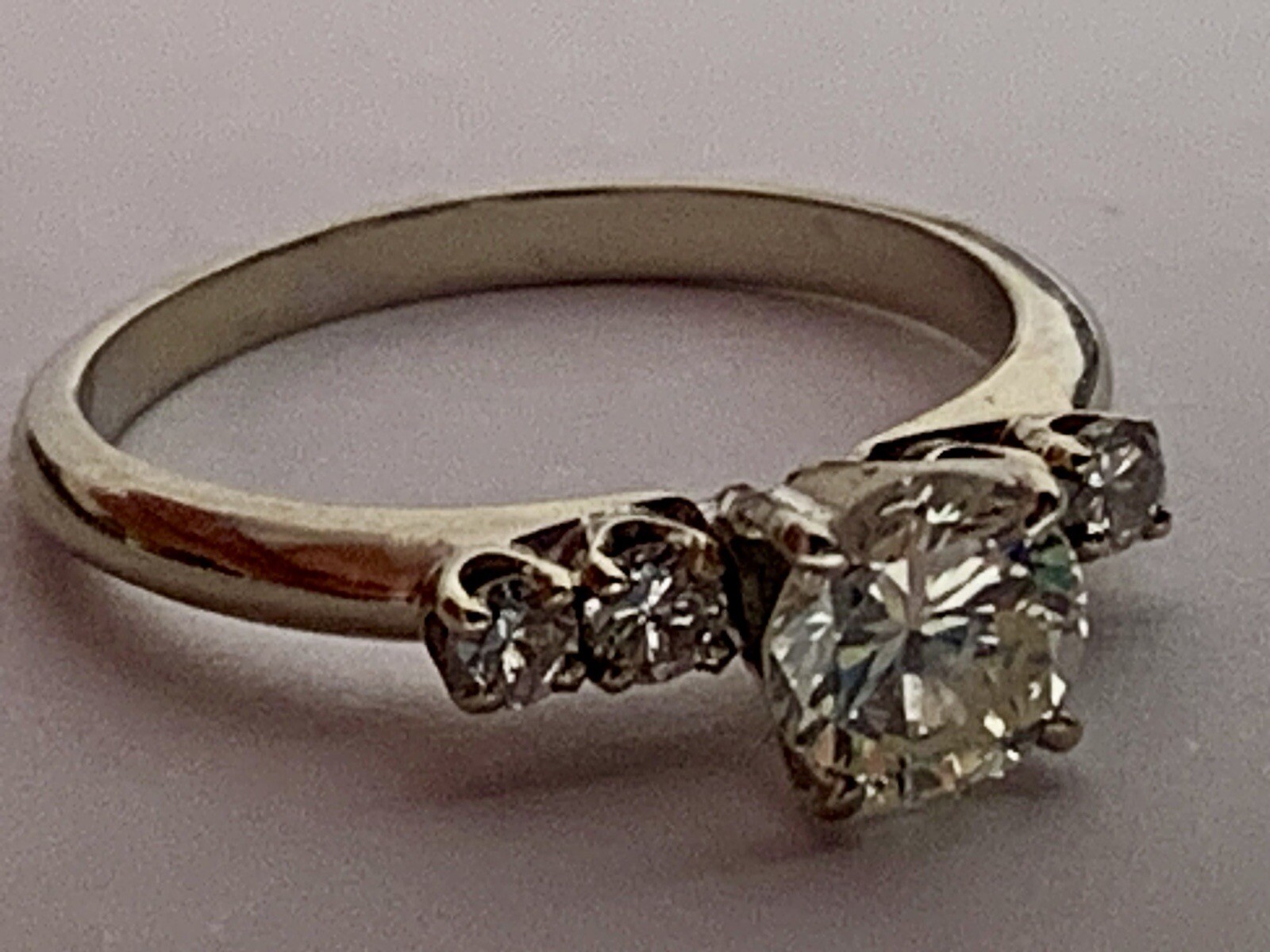 Solitaire 14k Solid White Gold Diamond Ring. Esta… - image 2