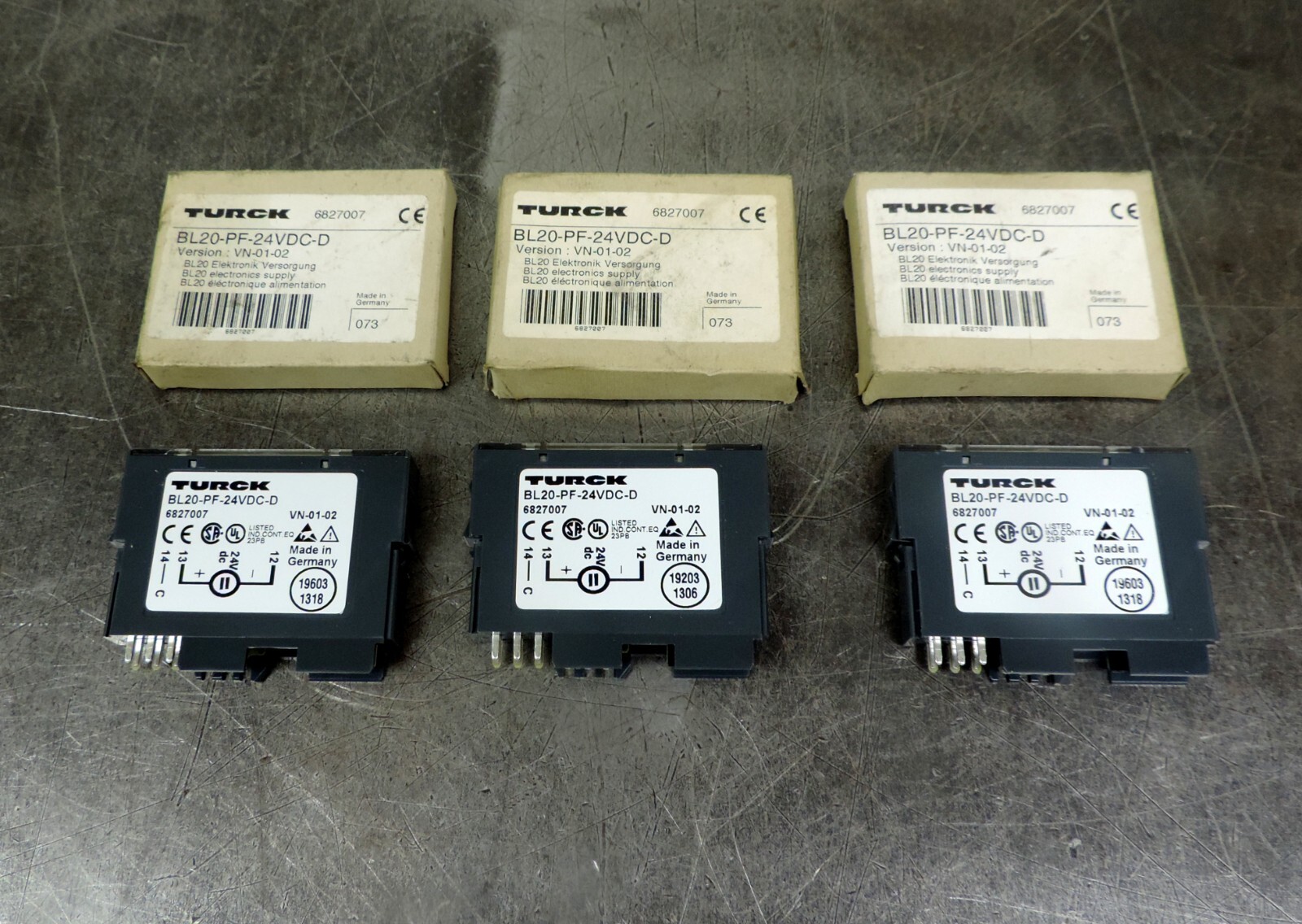 Turck BL20-PF-24VDC-D Electronic Module 6827007 Lot of Three (3)