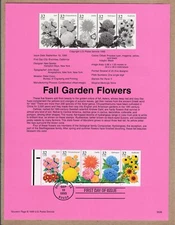 #2993-7 32c Fall Garden Flowers USPS# 9538 Souvenir Page FDC Lot #282