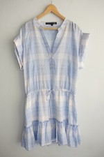 Veronica Beard Jeans Dress Womens sie M 10 12 ?  Blue White Tiered Check Coastal
