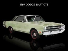 1969 Dodge Dart GTS in Pale Green, Black Vinyl Top Metal Sign: 12x16" Ships Free