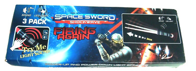 Space Sword Firing Again LED Lights Effect Sounds 3 pack Shock Wave  Ages 3+ New