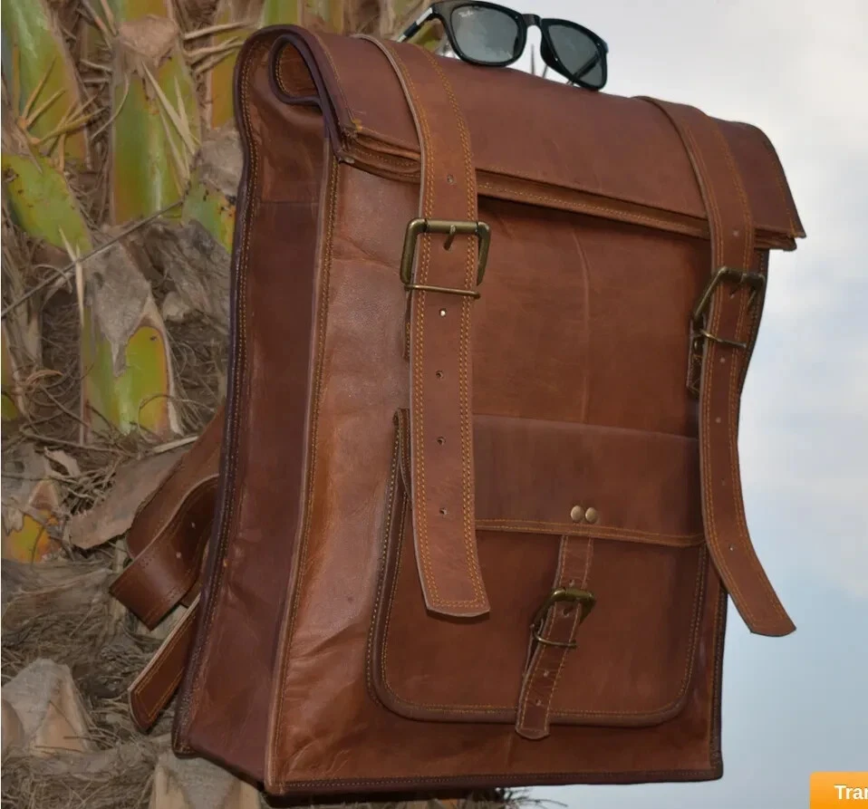 High Genuine Leather Bag Backpack Travel Rucksack Men Quality Laptop New Brown