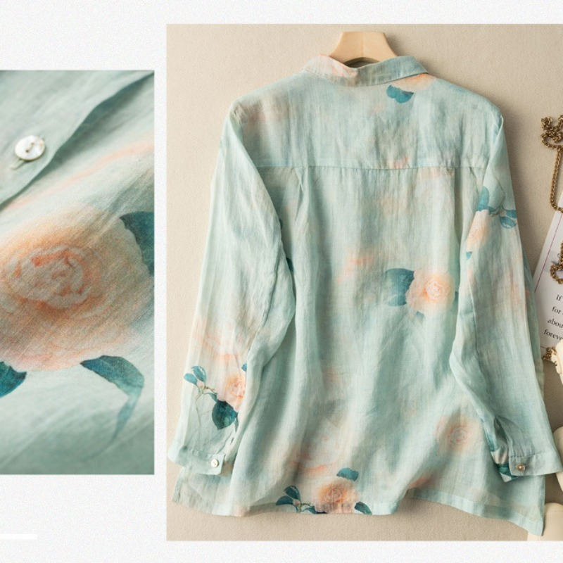 Women Casual Summer Floral Cotton Shirt AA1035 main image 1
